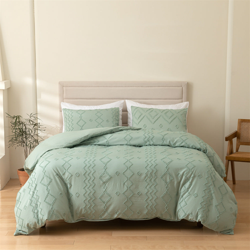 3-Piece Geometric Cut Flower Duvet Cover and Pillowcase Set - Calm Cloud Bedding